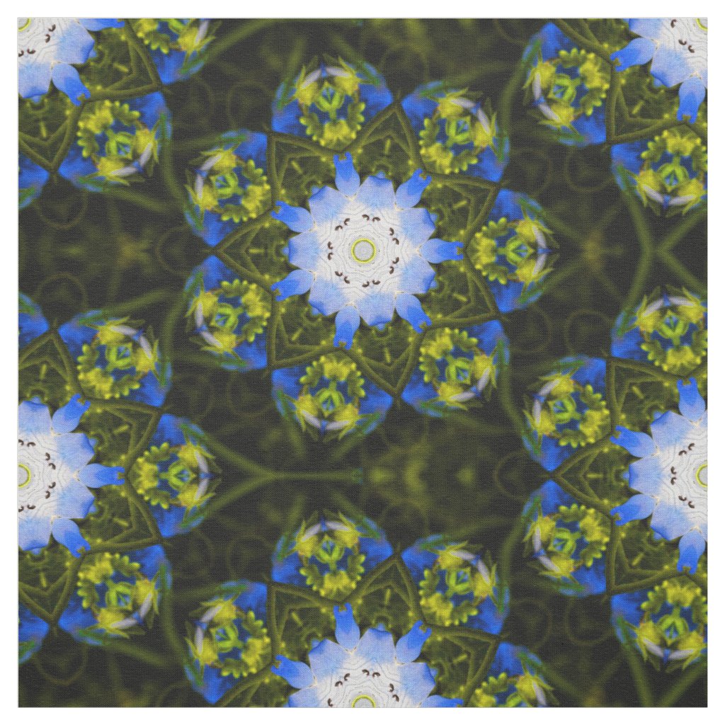 Kaleidoscopic Baby Blue Eyes Spring Flowers Fabric