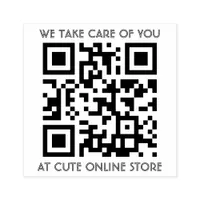 QR Code Template With Text Wood Stamp