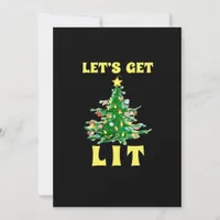 Let's Get Lit Funny Christmas Drinking Classic Holiday Card