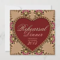 Rose Gold Vintage Lace Rehearsal Dinner Invitation