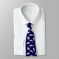Manatee Sea Cow Blue Patterned Neck Tie