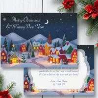A Cute Whimsical Christmas Village at Night Holiday Card