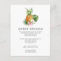 Tropical Floral Beach Wedding Guest Details Enclosure Card