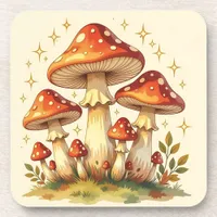 Cottage Core Vintage Mushrooms Art Beverage Coaster