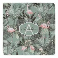 Flamingo Orchid Tropical Pattern Sage ID868 Trivet