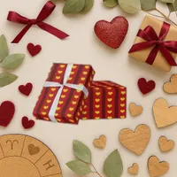 Bold Red Stripe Yellow Heart Romantic Wrapping Paper