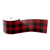 Buffalo Plaid Red and Black ID603 Grosgrain Ribbon