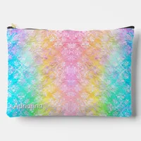 [Rainbow Damask] Elegant Colorful Soft Pastels Accessory Pouch