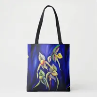 Blue Tropical Exotic Orchids Tote Bag