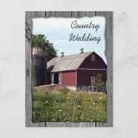 Red Barn Country Wedding Save the Date Announcement Postcard