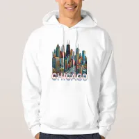 Pop art Comic Book Art Chicago Illinois Skyline Hoodie