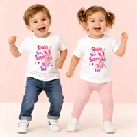 Cute Pink Bunny Shake Your Bunny Tail Easter White Toddler T-shirt