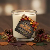 Vibrant Autumn Leaves Rustic Wood Thanksgiving Favor Tags