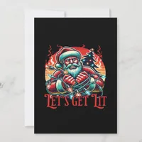 Let's Get Lit Santa Christmas Vibe Classic Holiday Card