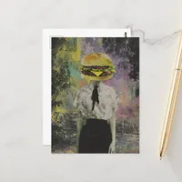 Sexy Surreal Cheeseburger Woman Mixed Media Postcard