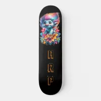 *~* Initials Neon Hair Rainbow AP89 Troll Skateboard