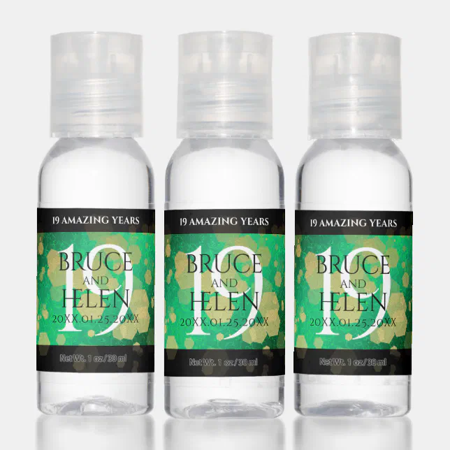 Elegant 19th Jade Wedding Anniversary Celebration Hand Sanitizer