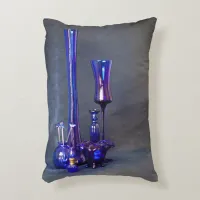 Blue Glass Vertical Vases Accent Pillow