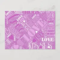 Hugs and Kisses Word Cloud Gold ID286 Postcard