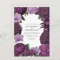 Mulberry Wine, Deep Fig & Dusty Lavender Wedding Invitation