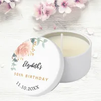 Rose gold flowers eucalyptus birthday mini candle favors