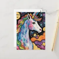 Beautiful Colorful Childlike Fantasy Unicorn Postcard