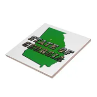 State of Georgia Map Outline and Picture Text Tile