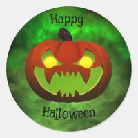 Spooky Evil Halloween Pumpkin Classic Round Sticker