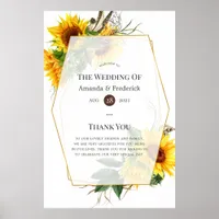 Watercolor Sunflower Rustic Wedding Welcome Poster