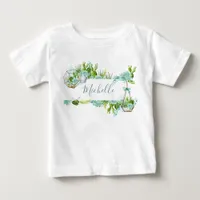Watercolor Glass Terrarium Succulents Baby Shower T-Shirt