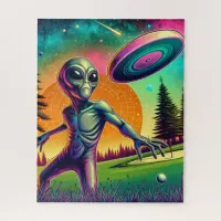 Alien Disc Golf with Planet Backgroud Jigsaw Puzzle