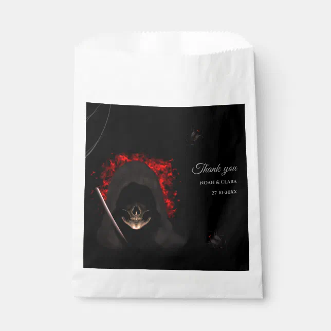 Red Scary dark moody gothic skull Halloween Favor Bag