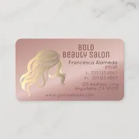 Beauty Salon Stylist Metallic Rose Gold Template Business Card