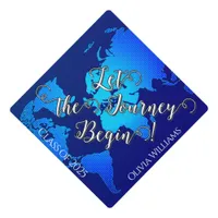 World map - class of 2025 - personalized graduation cap topper