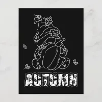 Autumn Gnome Black Background Coloring Activity Postcard