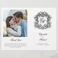 Vintage Monogram Crest Wedding Photo Program