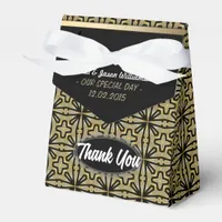 Vintage Gold Black Geometric Thank You Party Favor Boxes