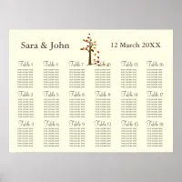 Fall tree Rustic wedding Seating Chart