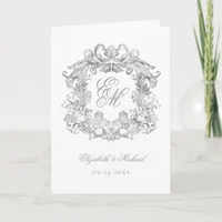 Elegant Silver Monogram Crest Wedding Invitation