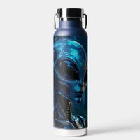 Hyper Realistic Alien and UFO in the Forest Water Bottle