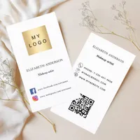 Logo Qr code social media white black premium Business Card