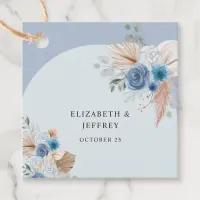 Rustic Elegant Boho Dusty Blue Pampas Wedding Favor Tags