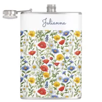 Wildflower Pretty Botanical Rustic Colorful Floral Flask