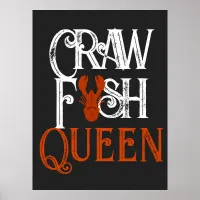 Retro Crawfish Queen Seafood Poster