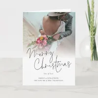 Modern Newlyweds Merry Christmas Photo Folded Card