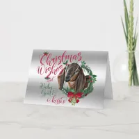 GOAT | Christmas Wishes Baby Goat Kisses Nubian 3 Holiday Card