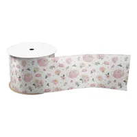 Pink Floral Tea Party Baby Shower Satin Ribbon