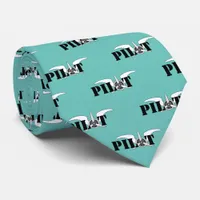 Pilot Wings Aviation Teal Blue Aviator Neck Tie