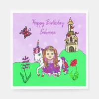 Personalized Unicorn and Princess Birthday Party Napkins