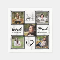 Elegant Funeral Memorial Personalize Photo Collage Napkins